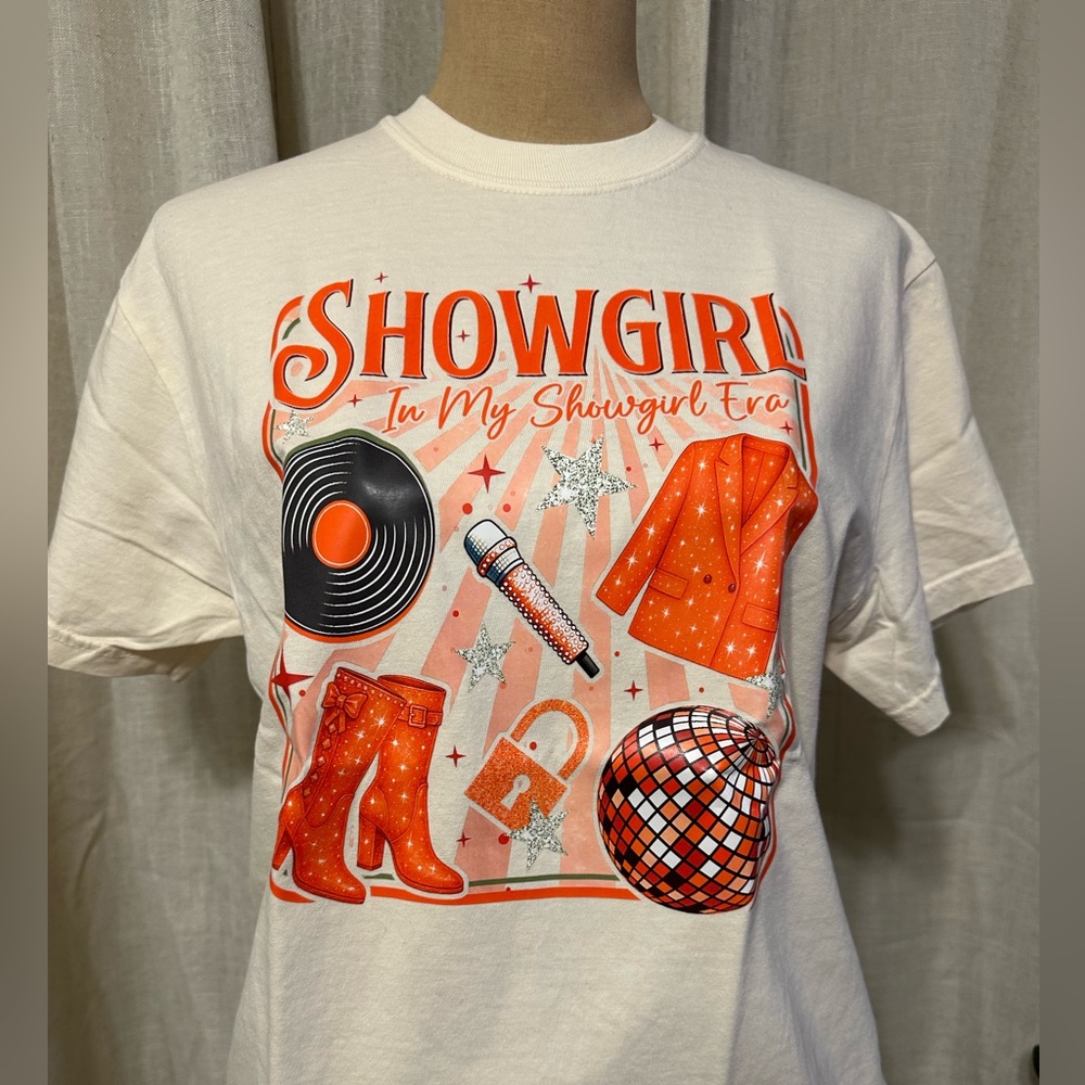 Taylor Swift Showgirl Graphic Tee - Orange Print